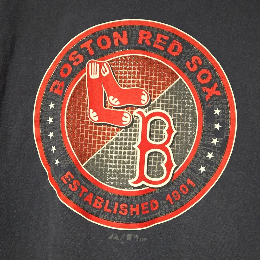 Vintage 90s Majestic Boston Red Sox Est 1901 MLB T Shirt Rubber Front Graphic